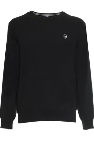 Sergio Tacchini Truien, Heren, Zwart, XL, Wol, Solide ronde hals kasjmier wollen trui met logo