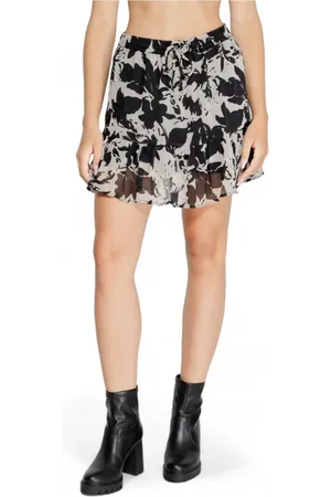 JACQUELINE DE YONG Rokken, Dames, Zwart, M, Polyester, Bloemen Lace-Up Mini Rok