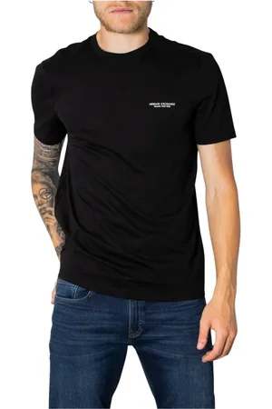 Armani Exchange Tops, Heren, Zwart, 2Xl, Katoen, Zwarte Crew Neck T-shirt