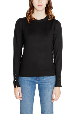 JACQUELINE DE YONG Truien, Dames, Zwart, S, Polyester, Zwarte Gebreide Ronde Hals Trui
