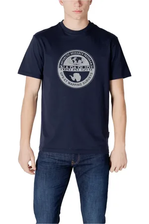 Napapijri Tops, Heren, Blauw, XL, Katoen, Blauw Katoenen T-shirt Korte Mouw