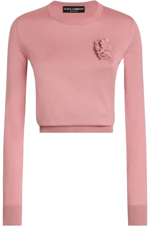 Dolce & Gabbana Sweatshirts & Hoodies, Dames, Roze, L, Crew Neck Pullover Sweaters
