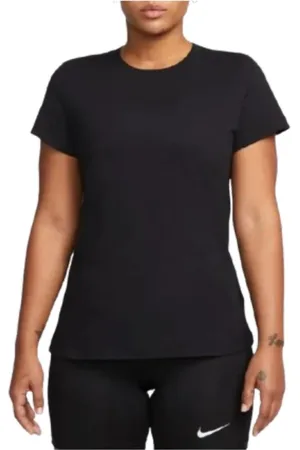 Nike Tops, Dames, Zwart, L, Katoen, Klassieke Crew Neck T-shirt