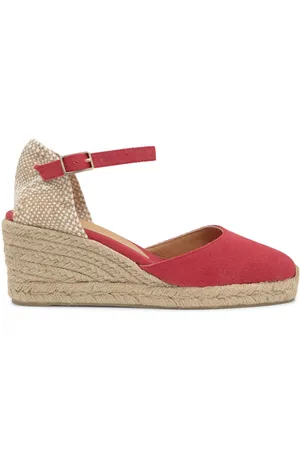 Castaner Schoenen, Dames, Rood, 39 EU, Katoen, Espadrille MET 7 CM Sleehak