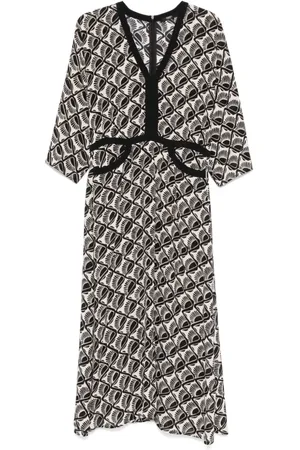 SEVENTY BY SERGIO TEGON Kleedjes, Dames, Zwart, S, Zwarte V-hals jurk met zakken