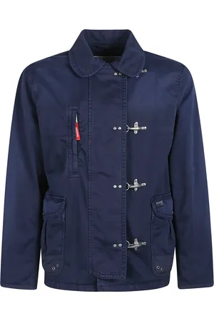 FAY Jassen, Heren, Blauw, M, Polyester, Stijlvolle jas met 4 haken