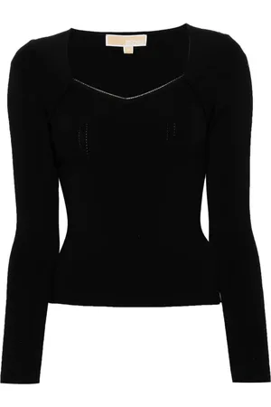 Michael Kors Blouses & Shirts, Dames, Zwart, L, Nylon, Bustier Blouse met Steentjesbies