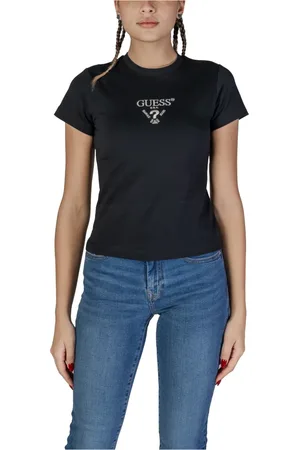 Guess Tops, Dames, Zwart, 2Xs, Katoen, Grafische korte mouw Tee
