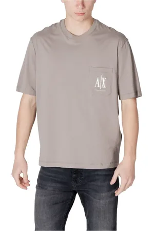 Armani Exchange Tops, Heren, Bruin, S, Katoen, Bruin Katoen Ronde Hals T-Shirt