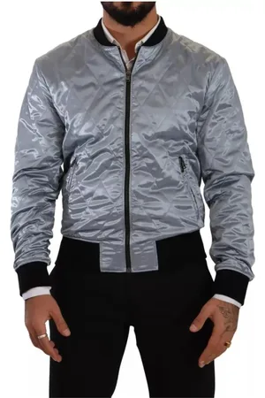 Dolce & Gabbana Jassen, Heren, Blauw, L, Polyester, Blauwe Bomberjack met Logodetails