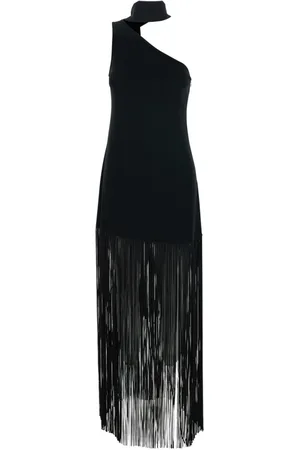 ‎Taller Marmo‎ Kleedjes, Dames, Zwart, 2Xs, Zwarte Lange Jurk met Asymmetrische Hals