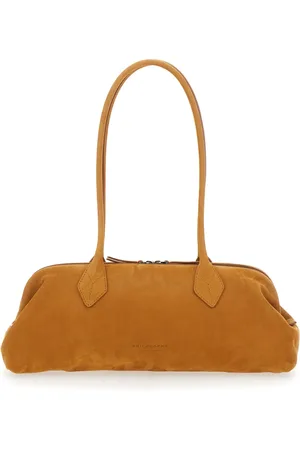Serafini Tassen, Dames, Bruin, ONE Size, Katoen, Bruine Suede Schoudertas met Lange Handvatten
