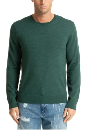 Michael Kors Truien, Heren, Groen, M, Wol, Trui met effen geborduurd logo