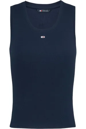 Tommy Hilfiger Tops, Dames, Blauw, S, Katoen, Blauw Mouwloos Tank Top