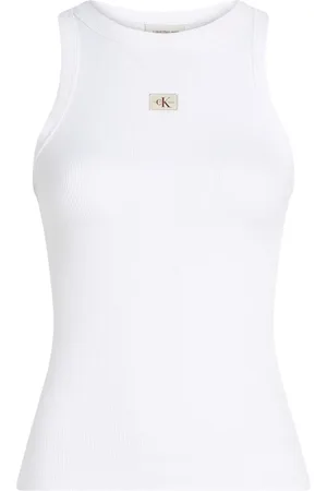Calvin Klein Tops, Dames, Wit, XL, Katoen, Wit Boat Neck Tank Top