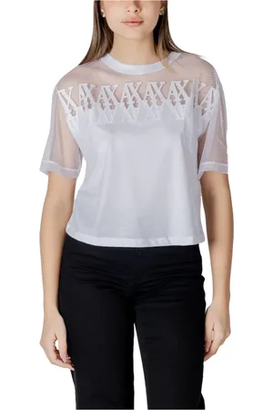 Armani Exchange Blouses & Shirts, Dames, Wit, XS, Katoen, Witte Katoenen T-shirt voor Vrouwen
