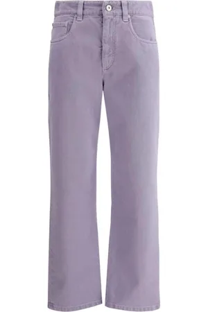 Brunello Cucinelli Jeans, Dames, Paars, S, Katoen, Klassieke Straight Fit Jeans met Ritssluiting