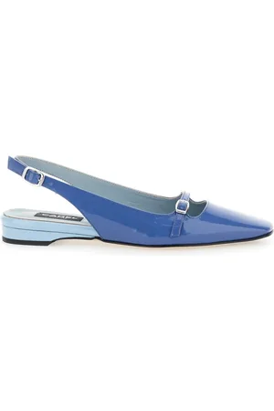 Carel Schoenen, Dames, Blauw, 37 EU, Leer, Blauwe Slingback Balletschoenen van Leer