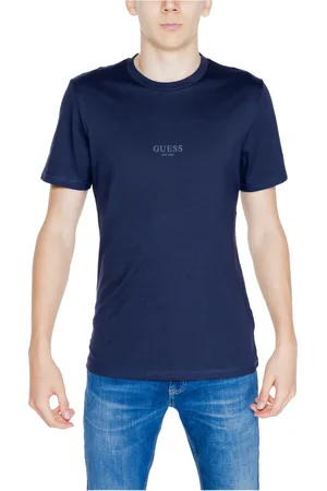 Guess Tops, Heren, Blauw, S, Katoen, Klassieke Logo Crew Neck Tee
