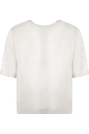 Giorgio Armani Blouses & Shirts, Dames, Grijs, S, Elegante Zijden Blouse met Ellebooglengte Mouwen