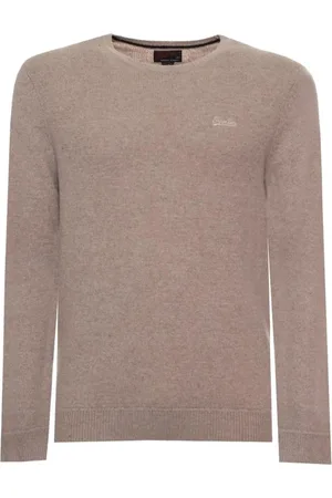 Superdry Truien, Heren, Bruin, S, Wol, Wolmix Crew Neck Sweater