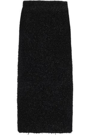 Balenciaga Rokken, Dames, Zwart, XS, Monochrome Gebreide Midi Rok