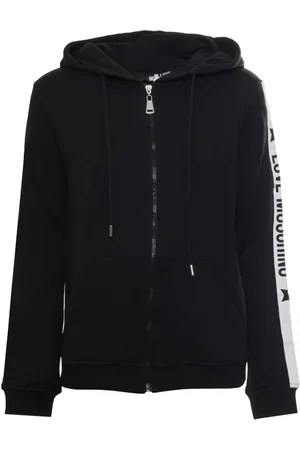 Moschino Sweatshirts & Hoodies, Dames, Zwart, 2Xs, Katoen, Katoenen Zip-Up Hoodie met Logo