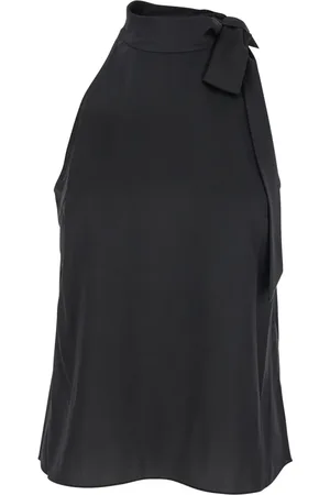 THEORY Tops, Dames, Zwart, M, Zwart Halternek Mouwloze Top Tech Stof