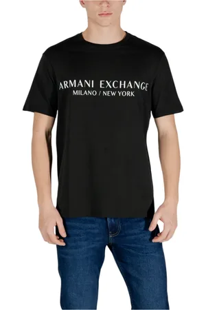 Armani Exchange Tops, Heren, Zwart, 2Xl, Katoen, Zwarte Katoenen T-shirt, Korte Mouw