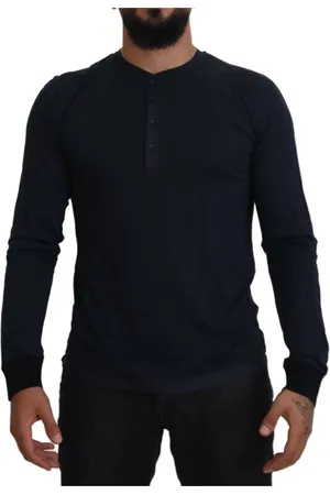 Dolce & Gabbana Tops, Heren, Blauw, S, Katoen, Long Sleeve Tops