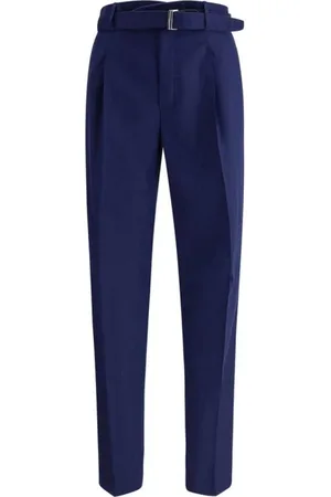 BRIONI Broeken, Heren, Blauw, S, Linnen, Geplooide broek met verstelbare riem