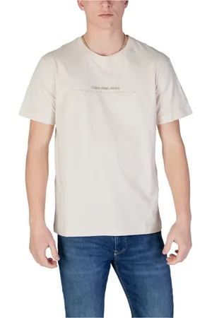 Calvin Klein Tops, Heren, , L, Katoen, Bedrukt Ronde Hals T-Shirt