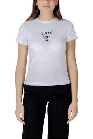 Guess Tops, Dames, Wit, XS, Katoen, Wit Bedrukt T-shirt voor Vrouwen