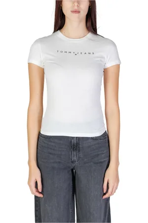 Tommy Hilfiger Tops, Dames, Wit, S, Katoen, Wit Logo Tee Katoenen T-shirt