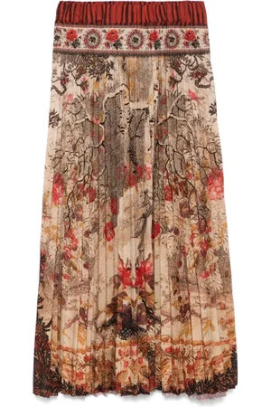 PIERRE-LOUIS MASCIA Rokken, Dames, Veelkleurig, M, Grafische Print Elastische Taille Bruine Rok