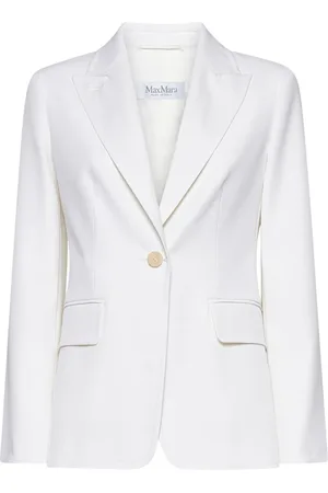 Max Mara Jassen, Dames, Wit, M, Wol, Witte Wollen Jas Peak Revers