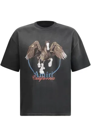 AMIRI Tops, Heren, Zwart, S, Katoen, Pegasus Tee Oversized Style