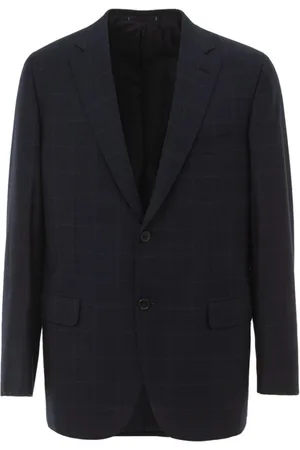 BRIONI Pakken, Heren, Blauw, L, Wol, Stijlvolle Blauwe Wollen Blazer