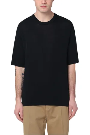 Roberto Collina Tops, Heren, Zwart, M, Korte mouwen ronde hals T-shirt