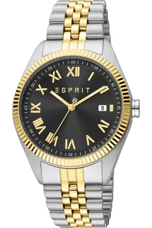 ESPRIT Accessoires, Heren, Grijs, ONE Size, Roestvrijstalen Romeins cijfer horloge