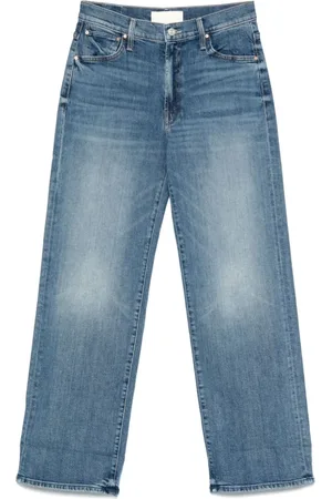 Mother Jeans, Dames, Blauw, W26, Denim, Denim Dodger Jeans met Omgeslagen Zoom