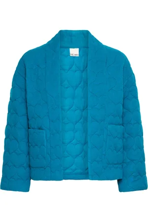 Ichi Jassen, Dames, Blauw, L, Gewatteerde Jas Marokkaans Blauw Stijlvolle Zakken