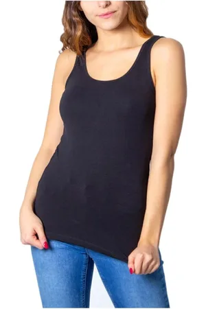ONLY Tops, Dames, Zwart, L, Katoen, Zwarte Katoenen Tanktop met Bandjes