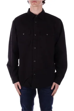 Carhartt Jassen, Heren, Zwart, M, Katoen, Zwarte Jassen Logo Voorste Knoopsluiting