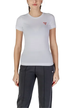 Guess Tops, Dames, Wit, M, Katoen, Wit Crew Neck T-Shirt