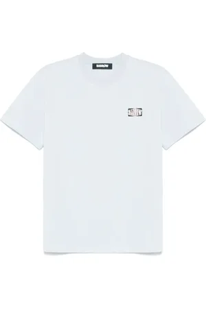 BARROW Tops, Heren, Blauw, XL, Katoen, Blauw Grafisch Katoenen T-shirt