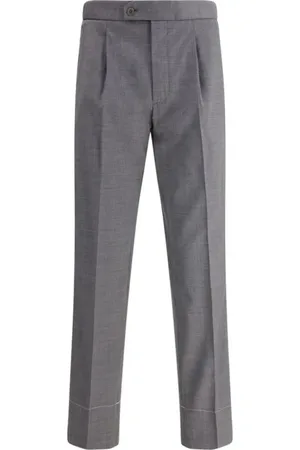 BRIONI Broeken, Heren, Grijs, S, Wol, Geplooide wollen broek klassieke pasvorm