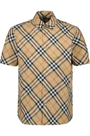 Burberry Overhemden, Heren, , M, Katoen, Geruite Shirt Groen Print Katoen