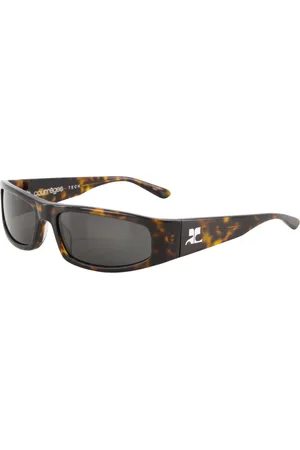 Courrèges Accessoires, Heren, Bruin, ONE Size, Tech zonnebril met schildpadprint
