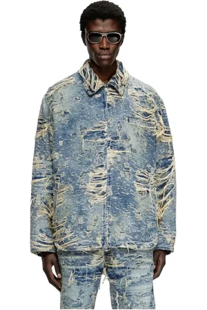 Diesel Jassen, Heren, Blauw, M, Denim, Denim jas met verweerde afwerking